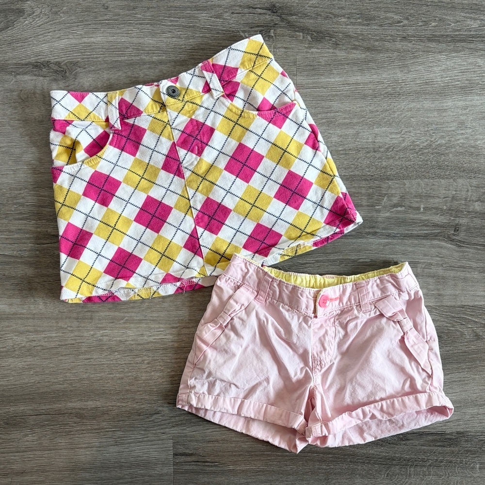 Crazy 8 girls plaid skirt and pink shorts